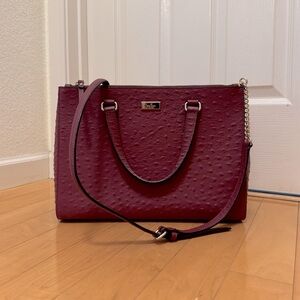 KATE SPADE Ostrich Leather Tote | Burgundy | OS